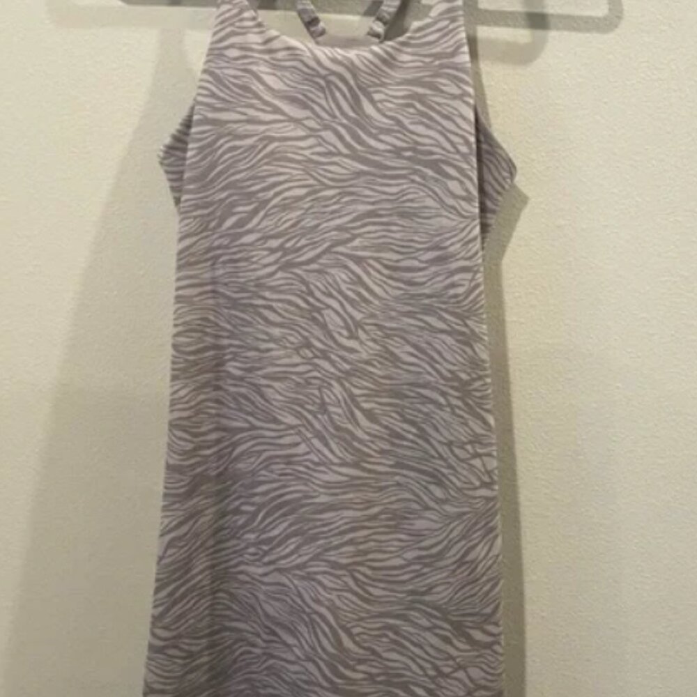 Zella Lilac Purple Zebra Athletic Dress Lined With Shelf Bra and Bike Short - Picture 2 of 3